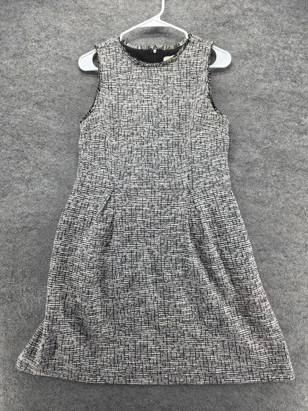 LOFT Dress Womens 6 Gray Knee Length Fit & Flare Sleeveless Round Neck Tweed
